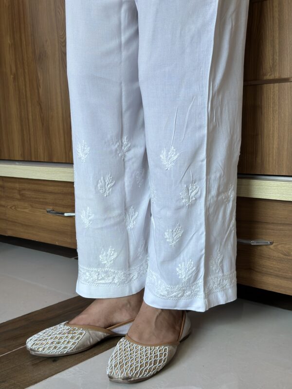 IMG_4532 ChikanKari Embroidered White Palazzos