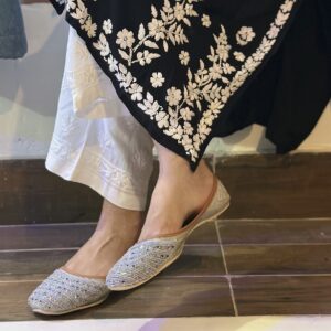 ChikanKari Embroidered White Palazzos