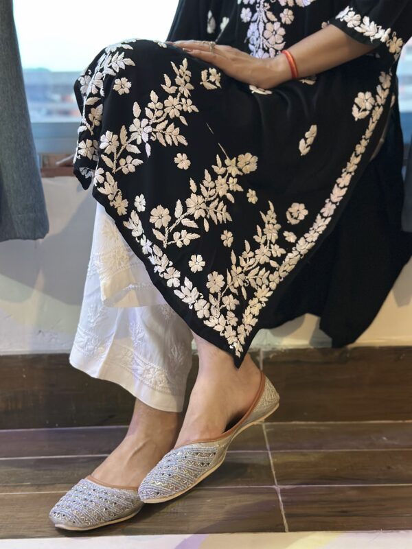 Shadow Bloom Chikankari Black Kurti