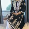 Shadow Bloom Chikankari Black Kurti