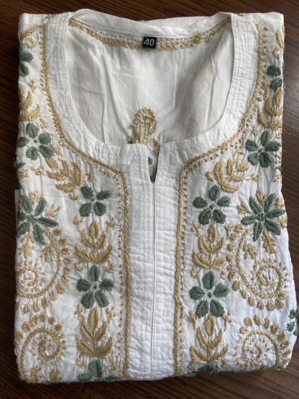 IMG_0619 Megh Malhar Chikankari Kurti - Golden Yellow+Green