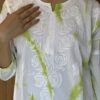 Lime Bloom Tie-Dye Chikankari Short Kurti