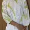 Lime Bloom Tie-Dye Chikankari Short Kurti