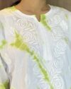 Lime Bloom Tie-Dye Chikankari Short Kurti