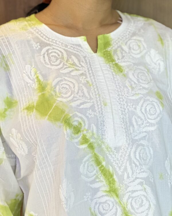 IMG_E4520 Lime Bloom Tie-Dye Chikankari Short Kurti