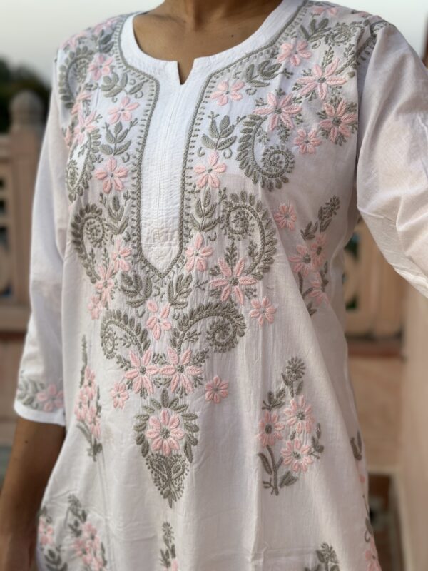 IMG_E4691 Megh Malhar Chikankari Kurti - Golden Yellow+Green