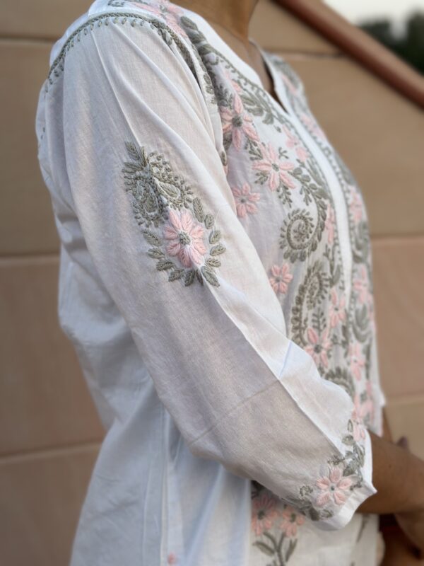 IMG_E4692 Megh Malhar Chikankari Kurti - Golden Yellow+Green